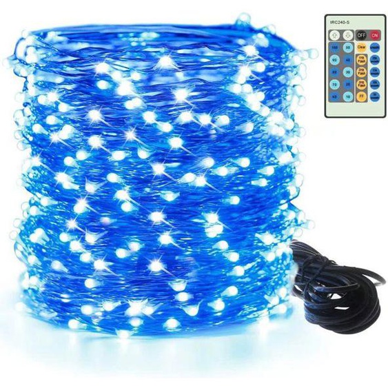 Guirlande lumineuse LED bleue avec télécommande 300 mètres Guirlande lumineuse 300 LED à intensité variable, prise certifiée UL