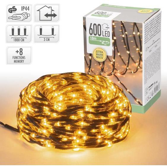 Guirlande Lumineuse LED - ECD Germany - 18m - 600 LEDs - Blanc Extra Chaud - IP44