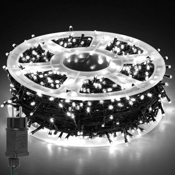 Guirlande lumineuse LED Jayseuw 100m 500LED Guirlande lumineuse avec 8 modes Guirlande lumineuse extérieure pour intérieur Noël Mariage Fête Jardin Décoration Blanc froid