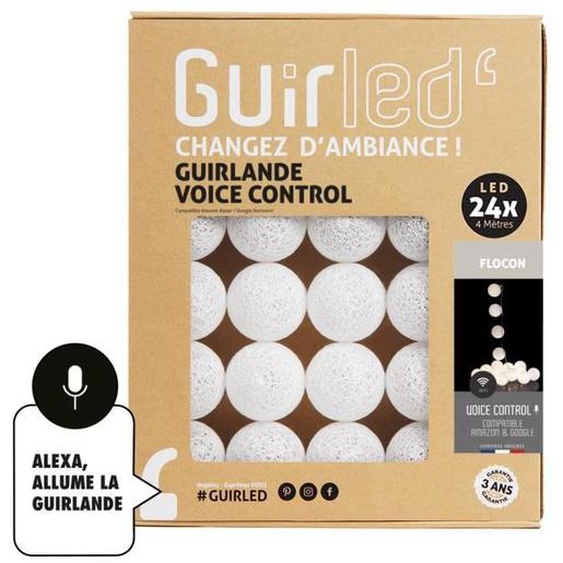 Guirlande lumineuse LED USB - GUIRLE - 24 boules - Commande Vocale - Maison connectée