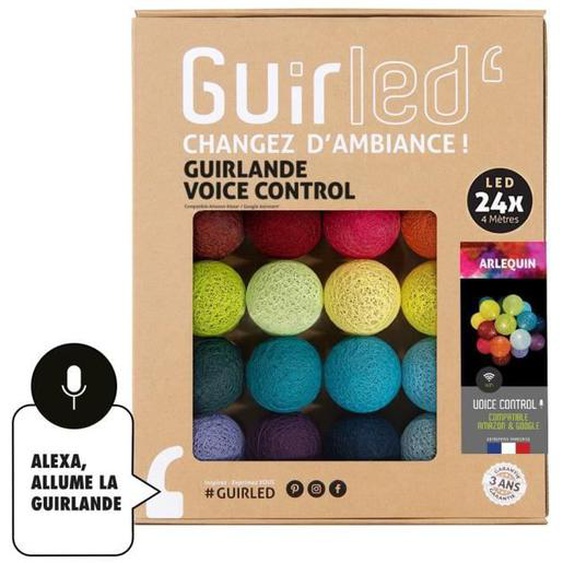 Guirlande lumineuse LED wifi boules coton - Commande Vocale - Maison connectée - 24 boules