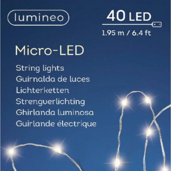 Guirlande lumineuse LED avec minuterie / batterie 195cm 40 LED blanc chaud