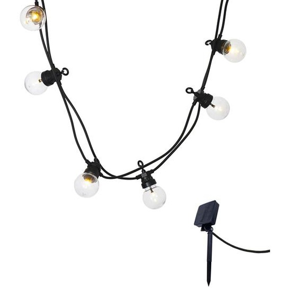 Guirlande lumineuse solaire 10 globes transparents LED blanc chaud PARTY CLEAR SOLAR 5.70m 8 modes