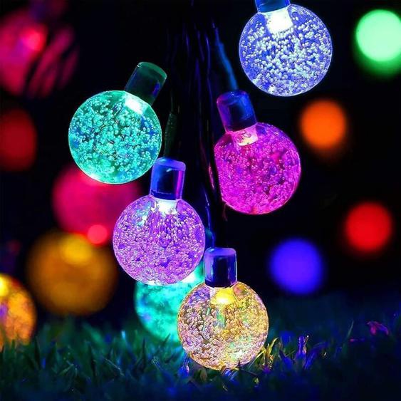 Guirlande lumineuse solaire à 50 led étanche, 8 modes guirlande solaire exterieur, 9.5 m pour jardin, Terrasse, Sapin Noël, Mariage, Fête