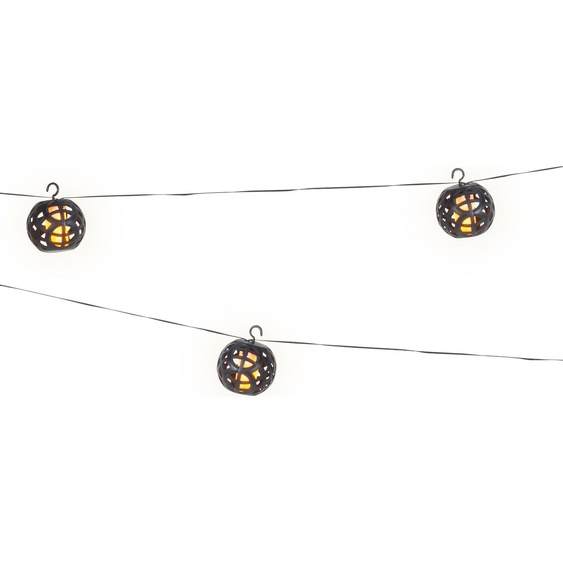 Guirlande lumineuse solaire à LED Boules effet flamme 1,75m plastique blanc chaud