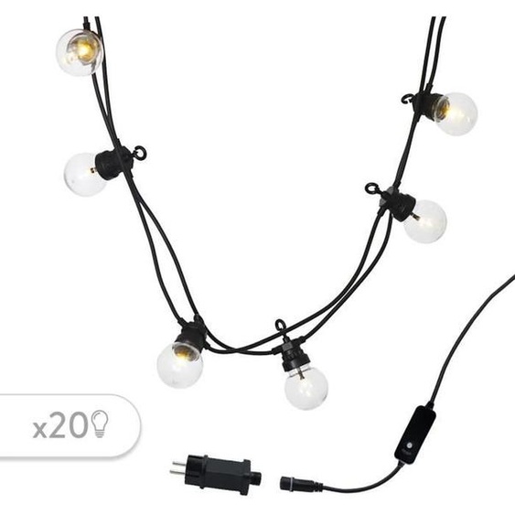 Guirlande lumineuse solaire et sur secteur raccordable 20 ampoules transparentes LED blanc chaud PARTY CLEAR 20 L8.70m
