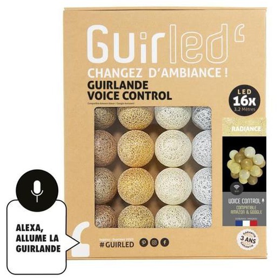 Guirlande lumineuse wifi boules coton LED USB - Commande Vocale - GUIRLE - Radiance
