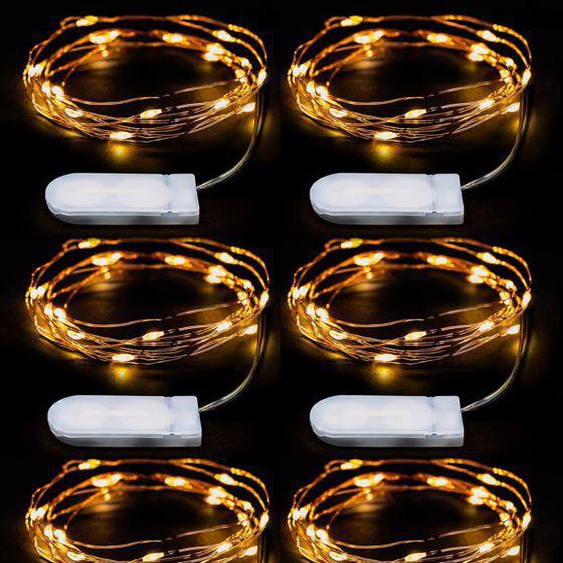 Guirlande Micro LED en fil de cuivre 2m,20 LED,guirlande LED à pile CR2032 LED Guirlande lumineuse chambre,Intérieur Deco Lot de 6