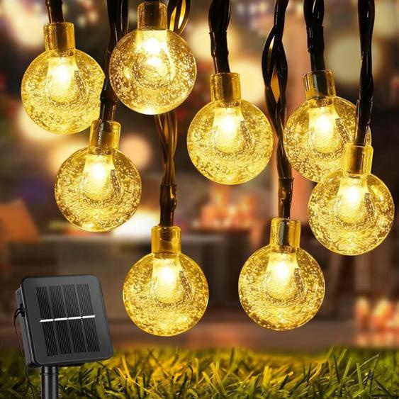 Guirlande Solaire Exterieur, 12M 100LEDs Guirlande Lumineuse Exterieure, 8 Modes IP65 Étanche Guirlande Lumineuse Exterieure Solaire pour Jardin,