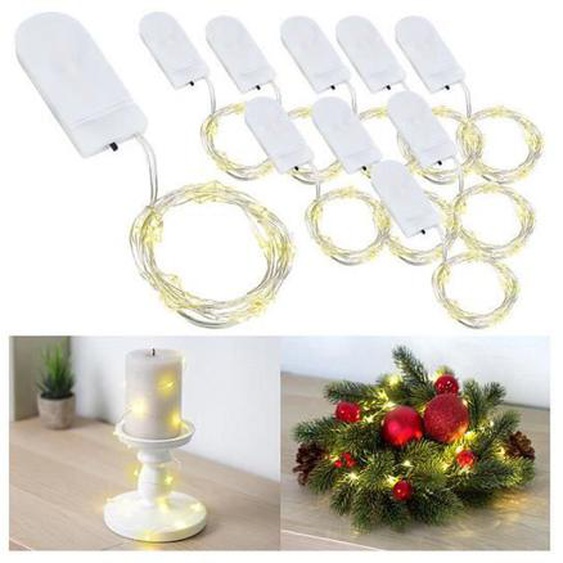 Guirlandes lumineuses à piles avec 24 micro LED blanc chaud - Lunartec - 1,2 m