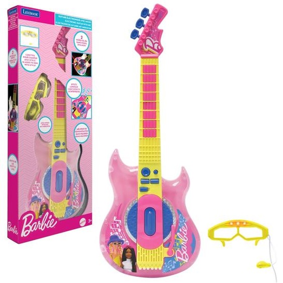 Guitare Électronique Lumineuse Avec Lunettes Et Micro Barbie Rose