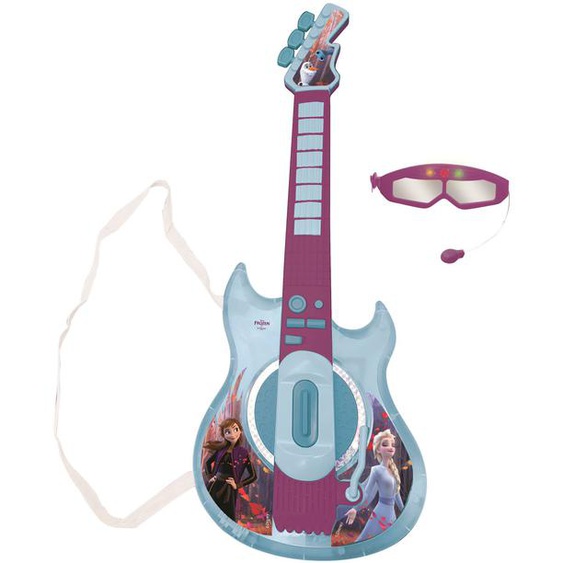 Guitare Électronique Lumineuse Avec Lunettes Et Micro Reine Des Neiges Violet
