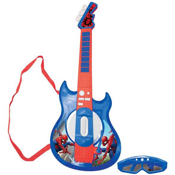 Guitare Électronique Lumineuse Avec Lunettes Et Micro Spider-man Bleu