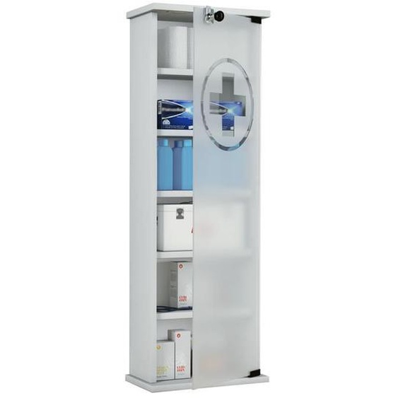 Gusal XXL Armoire de toilette/à pharmacie avec porte en verre, blanc.