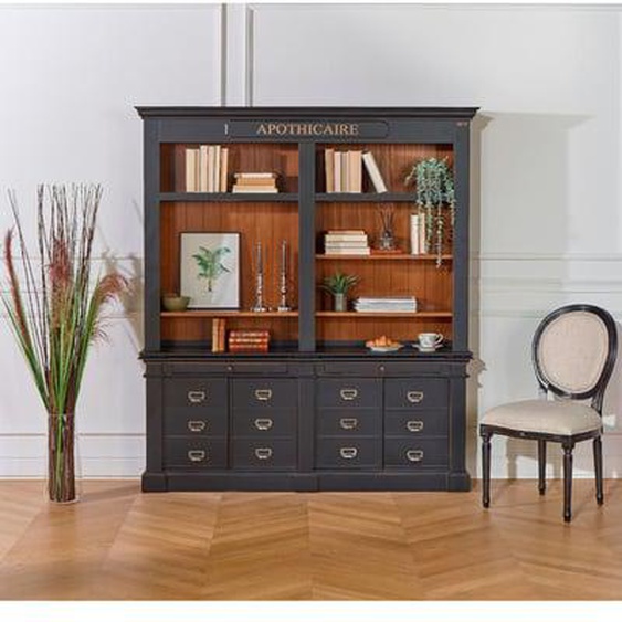 GUSTAVE - Bibliothèque ouverte style classique en bois, 4 portes, 8 ta