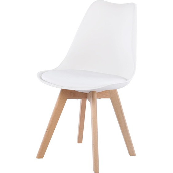 H.J WeDoo 8 chaises de salle à manger, Chaise de cuisine, Chaise rembourrée, Similicuir rembourré, Pied en hêtre massif, Résistant à leau, Facile dentretien, Facile à monter, 130kg de charge, 4 Blanc + 4 Noir