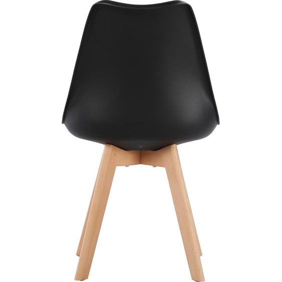 H.J WeDoo 8pcs chaise de salle à manger, chaise de cuisine, chaise rembourrée, revêtement en similicuir, bois de hêtre massif, résistant à leau, assemblage facile, noir