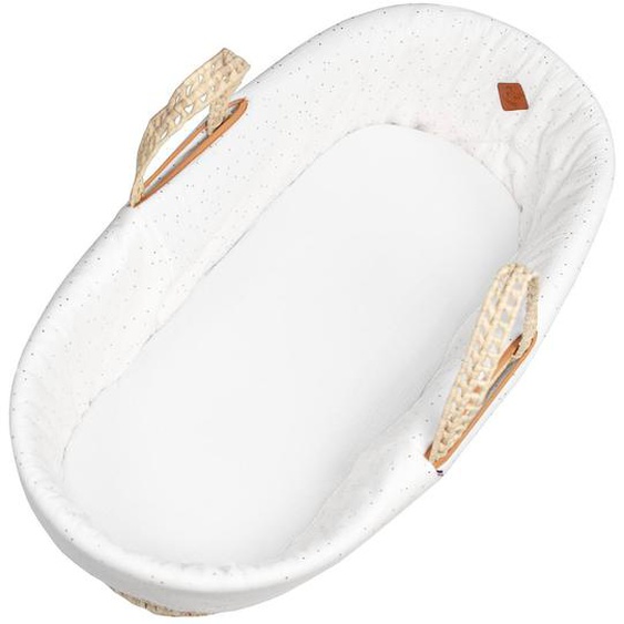 Habillage De Couffin En Gaze De Coton Pois Dorés Blanc