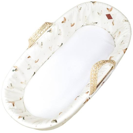 Habillage De Couffin En Satin De Coton Gallina Écru – Motif Poules Champêtre