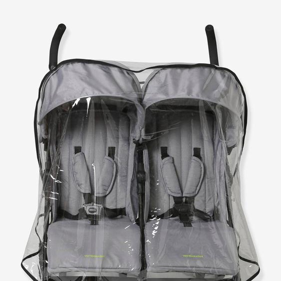Habillage pluie universel pour poussette double côte à côte transparent