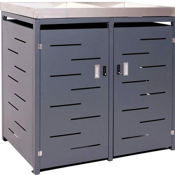 Habillage pour 2 poubelles MCW-H40, abri pour poubelles, jardinière en acier inoxydable et métal 54 kg 125 x 134 x 84 cm extensible