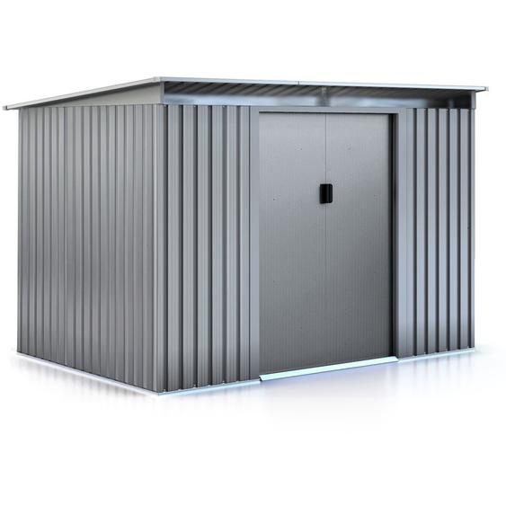 Abri de jardin métal toit plat Texas - 4,72 m² - Gris