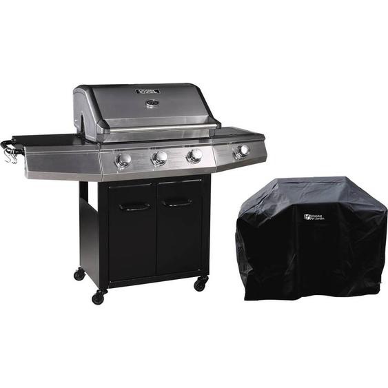 Habitat Et Jardin - Barbecue Gaz avec led Bingo 4 - 4 brûleurs dont 1 latéral - 14kW + Housse protection - Noir