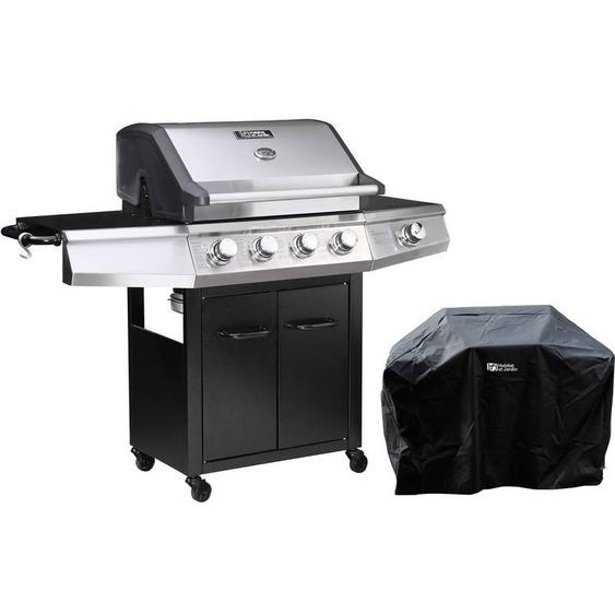 Habitat Et Jardin - Barbecue gaz Bingo 5 - 5 Brûleurs dont 1 latéral - 15.2kW + Housse protection - Noir