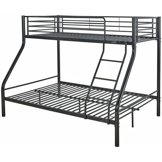 Lit superposé en métal Leo Sommiers inclus - 90/140 x 190 cm - Noir
