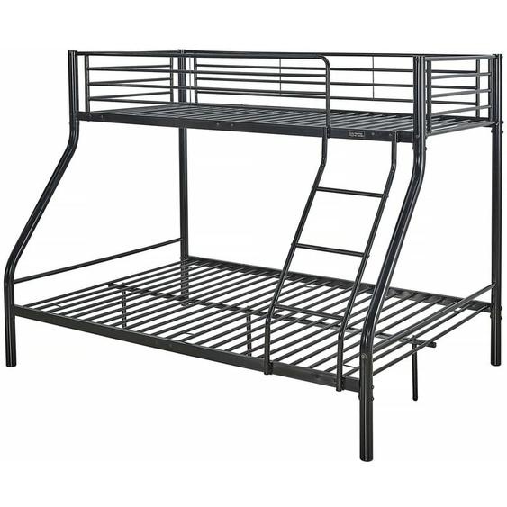 Habitat Et Jardin - Lit superposé en métal Leo Sommiers inclus - 90/140 x 190 cm - Noir