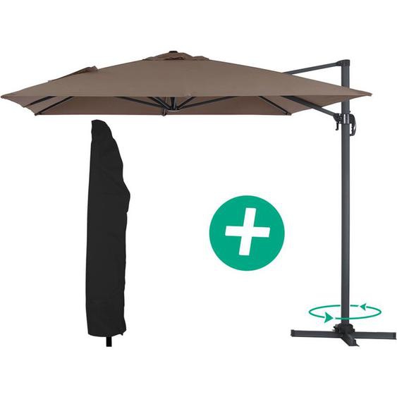 Habitat Et Jardin - Parasol jardin déporté Alu Sun 4 - Rectangle - 3 x 4 m + Housse de protection - Taupe