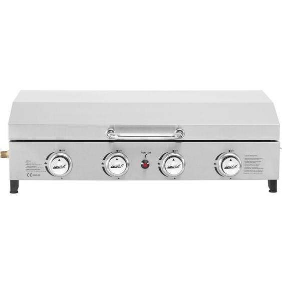 Habitat Et Jardin - Plancha gaz 4 bruleurs avec couvercle Fasto - 10 kw - Gris