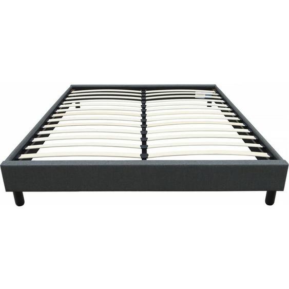 Habitat Et Jardin - Sommier Andy en tissu - 160 x 200 cm - Gris anthracite