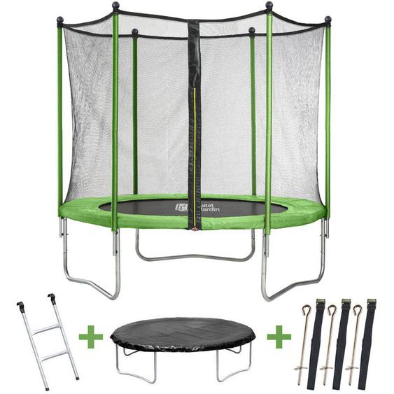 Habitat Et Jardin - Trampoline Yoopi - ø 3.05 m - Avec filet + échelle + couverture + kit dancrage