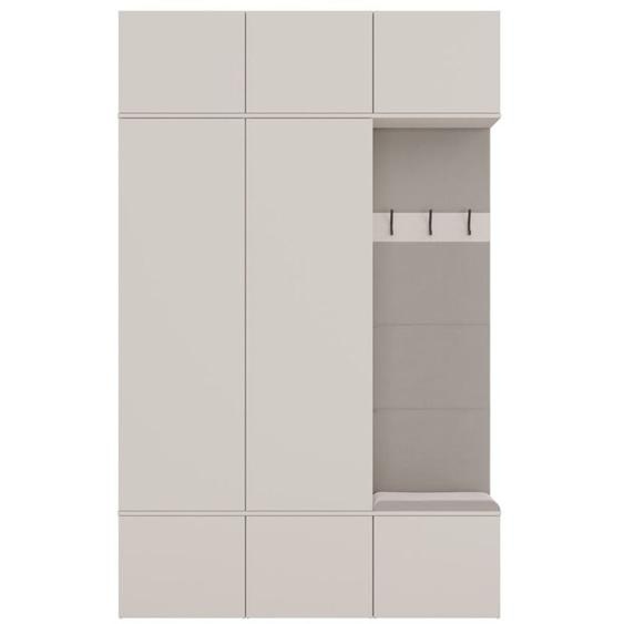 HAGA - Ensemble d’entrée avec 2 armoires + porte-manteau + banc 150x35x238 cm - beige cachemire