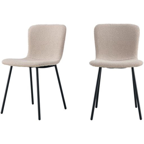 Halden - Lot de 2 chaises en tissu bouclette et métal - Couleur - Beige