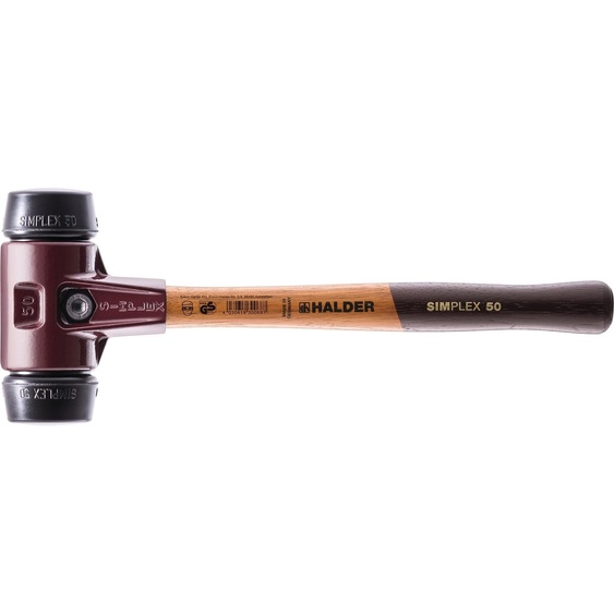 Halder Schonhammer diamètre 60mm 1600g Simplex caoutchouc / noir avec manche bois - 3002060