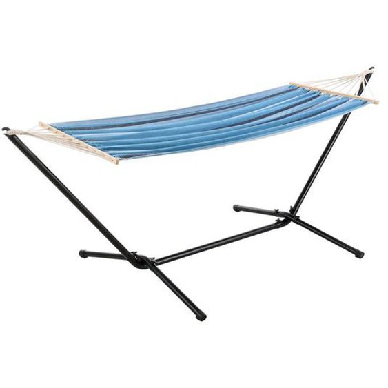 Hamac - Non spécifié - 200x100 cm - Acier - Bleu rayé - Résistant aux intempéries