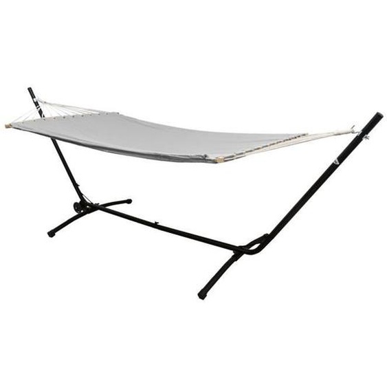Hamac avec Support 2 Personnes Ajustable - AMANKA - Noir, gris - Métal - Meuble de jardin