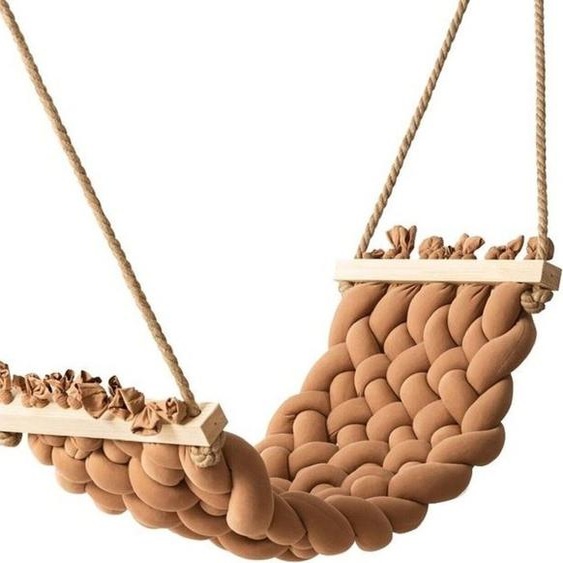 Hamac Balançoire suspendue 125x61 Balançoire de plafond Hammock Chambre denfant Beige 10921