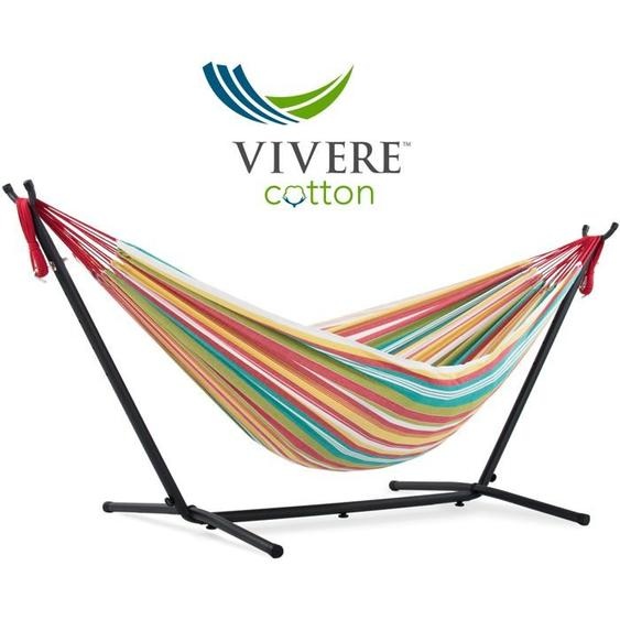 Hamac Double avec Support - Vivere - UHSDO8-26 - Coton Multicolore - 2 Personnes - 250 cm