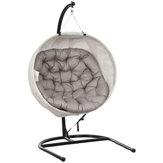 Hamac extérieur en forme d’oeuf balançoire pliante avec porte-gobelets siège lavable amovible cadre en U hamac pour 1 personne