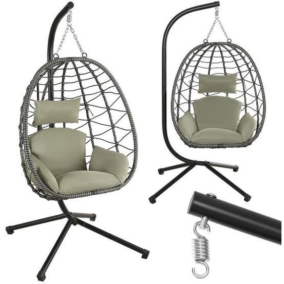 Fauteuil suspendu - MAKIKA - Réglable en hauteur - Poly rotin - 150 kg - Vert