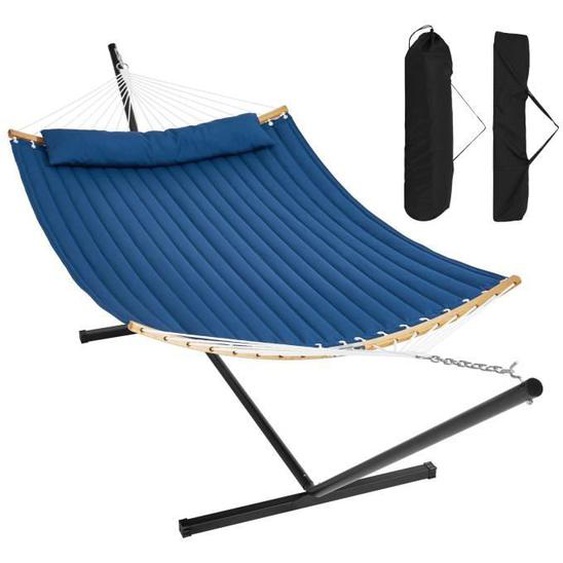 Hamac pour deux personnes avec support-VEVOR-capacité 217 kg,hamac double avec barre décartement incurvée- pour extérieur, bleu