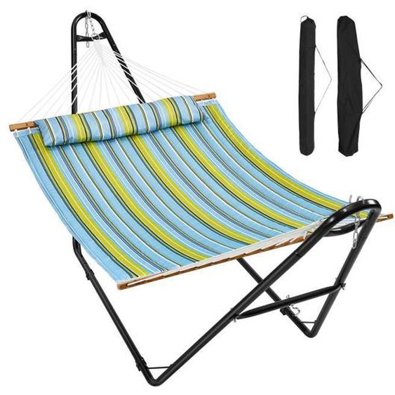 Hamac pour deux personnes avec support-VEVOR-capacité 217 kg,hamac double avec support en acier portable- pour terrasse cour,plage