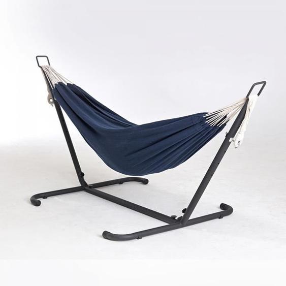 Copacabana bleu : hamac sur pied 2,6 m avec toile en tissu polyester bleu