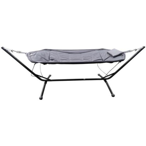 Hamac - CHALET & JARDIN - Modèle sur pieds en acier - Coussins gris - 2 personnes - Extérieur