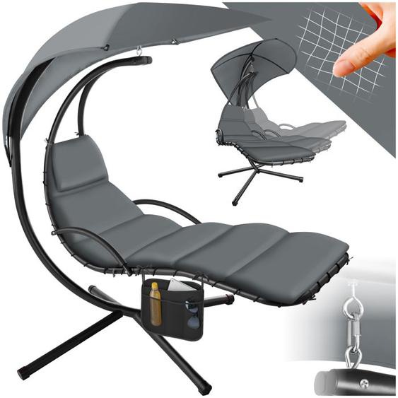 HAMAC - TECTAKE - Fauteuil suspendu ELARIA avec pare - soleil protection UV et poche latérale résistant et stable - Gris