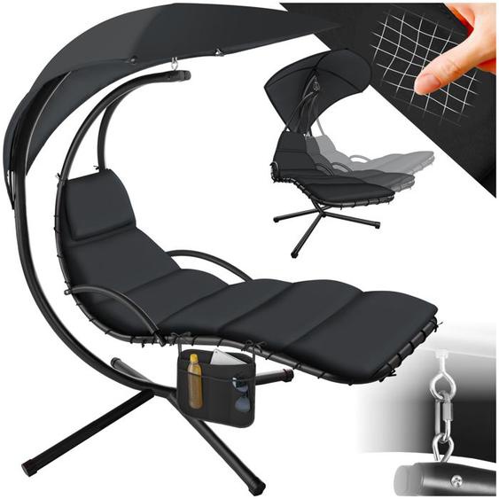 HAMAC - TECTAKE - Fauteuil suspendu ELARIA avec pare - soleil protection UV et poche latérale résistant et stable - Noir