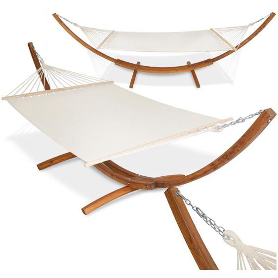 HAMAC - TECTAKE - Hamac sur pied THORSTEN réglable en hauteur tissu résistant pour une Utilisation intérieur et extérieur - Blanc
